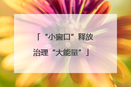 “小窗口”释放治理“大能量”