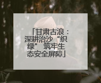甘肃古浪：深耕治沙“织绿” 筑牢生态安全屏障