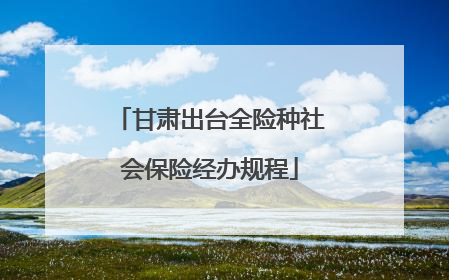 甘肃出台全险种社会保险经办规程