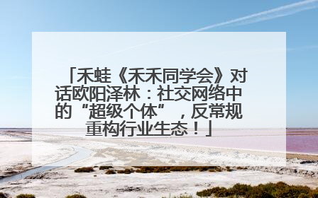 禾蛙《禾禾同学会》对话欧阳泽林：社交网络中的“超级个体”，反常规重构行业生态！