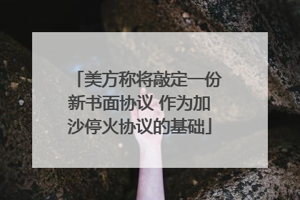 美方称将敲定一份新书面协议 作为加沙停火协议的基础