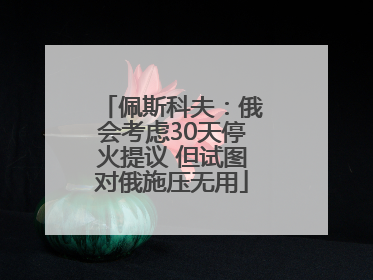佩斯科夫：俄会考虑30天停火提议 但试图对俄施压无用