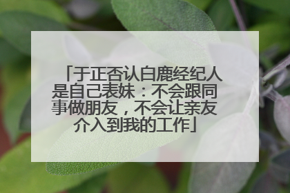 于正否认白鹿经纪人是自己表妹：不会跟同事做朋友，不会让亲友介入到我的工作