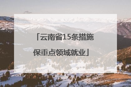 云南省15条措施保重点领域就业