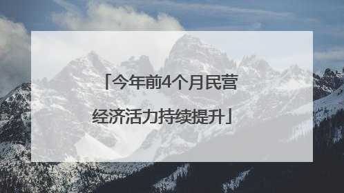 今年前4个月民营经济活力持续提升
