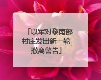 以军对黎南部村庄发出新一轮撤离警告