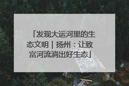 发现大运河里的生态文明｜扬州：让致富河流淌出好生态