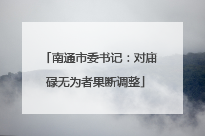 南通市委书记：对庸碌无为者果断调整