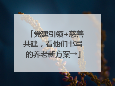 党建引领+慈善共建，看他们书写的养老新方案→