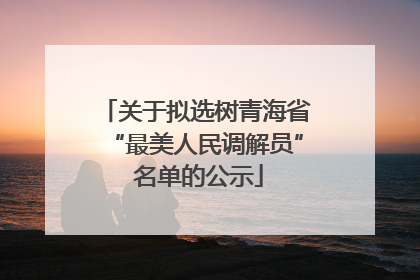 关于拟选树青海省“最美人民调解员” 名单的公示