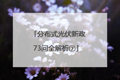 分布式光伏新政73问全解析②