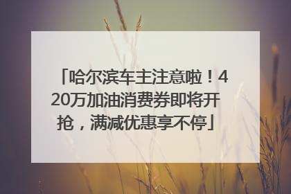 哈尔滨车主注意啦！420万加油消费券即将开抢，满减优惠享不停