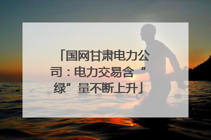 国网甘肃电力公司：电力交易含“绿”量不断上升