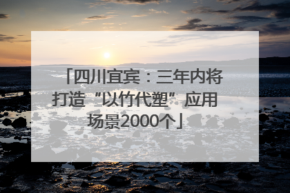 四川宜宾：三年内将打造“以竹代塑”应用场景2000个
