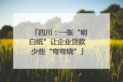 四川：一张“明白纸”让企业贷款少些“弯弯绕”