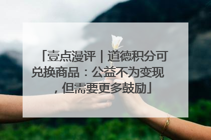 壹点漫评｜道德积分可兑换商品：公益不为变现，但需要更多鼓励