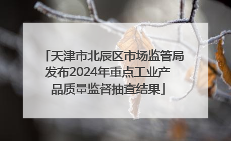 天津市北辰区市场监管局发布2024年重点工业产品质量监督抽查结果