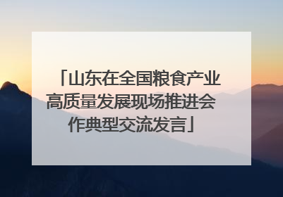 山东在全国粮食产业高质量发展现场推进会作典型交流发言