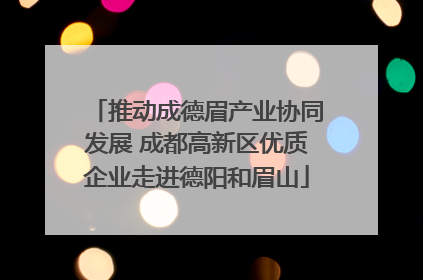 推动成德眉产业协同发展 成都高新区优质企业走进德阳和眉山
