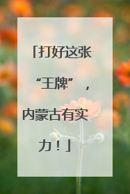 打好这张“王牌”，内蒙古有实力！