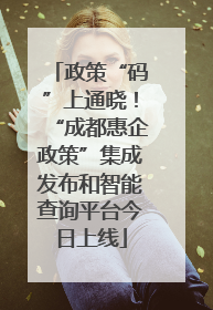 政策“码”上通晓！“成都惠企政策”集成发布和智能查询平台今日上线