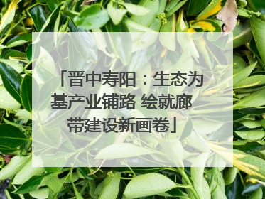 晋中寿阳：生态为基产业铺路 绘就廊带建设新画卷