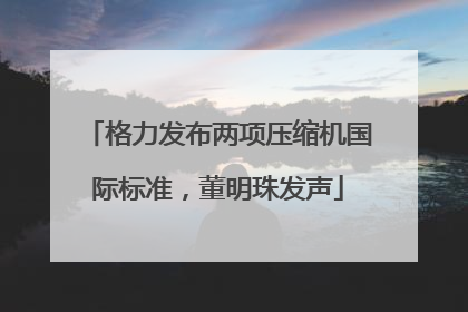 格力发布两项压缩机国际标准，董明珠发声