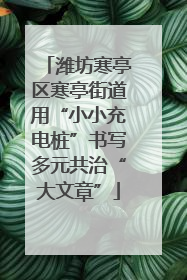 潍坊寒亭区寒亭街道用“小小充电桩”书写多元共治“大文章”