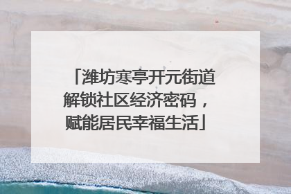潍坊寒亭开元街道解锁社区经济密码，赋能居民幸福生活