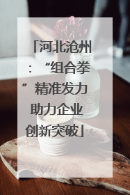 河北沧州：“组合拳”精准发力 助力企业创新突破