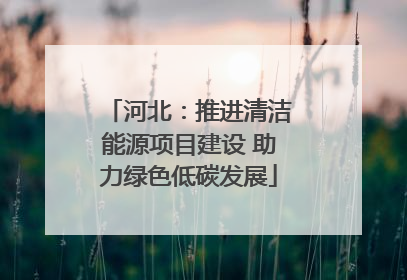 河北：推进清洁能源项目建设 助力绿色低碳发展