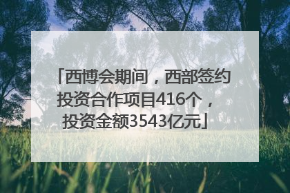 西博会期间，西部签约投资合作项目416个，投资金额3543亿元