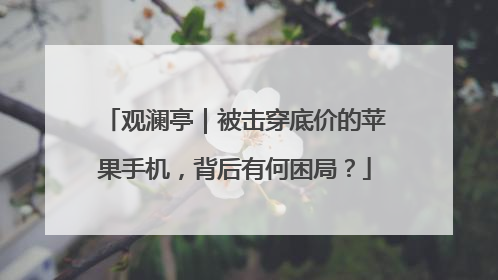 观澜亭｜被击穿底价的苹果手机，背后有何困局？