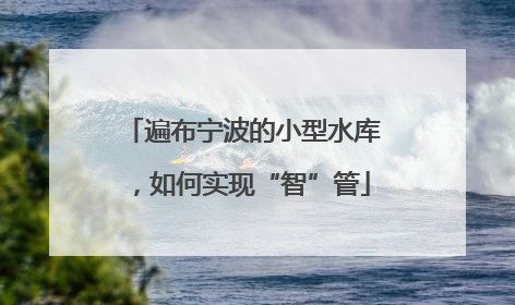 遍布宁波的小型水库，如何实现“智”管