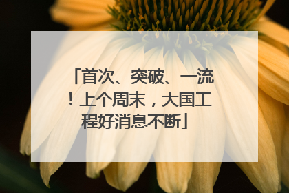 首次、突破、一流！上个周末，大国工程好消息不断