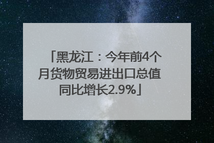 黑龙江：今年前4个月货物贸易进出口总值同比增长2.9%
