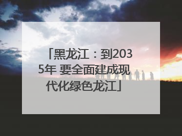 黑龙江：到2035年 要全面建成现代化绿色龙江