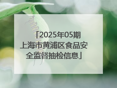 2025年05期上海市黄浦区食品安全监督抽检信息