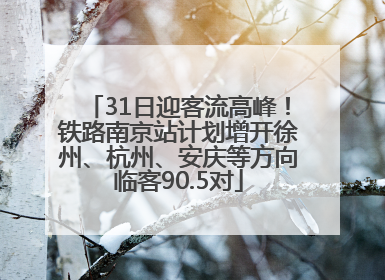 31日迎客流高峰！铁路南京站计划增开徐州、杭州、安庆等方向临客90.5对