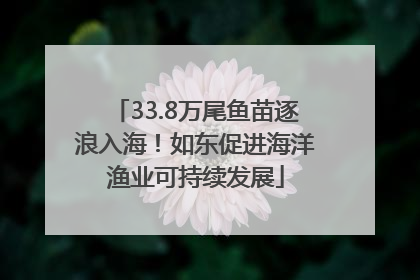 33.8万尾鱼苗逐浪入海！如东促进海洋渔业可持续发展