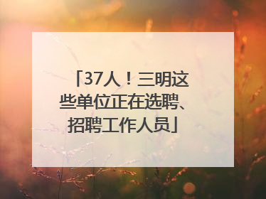37人！三明这些单位正在选聘、招聘工作人员